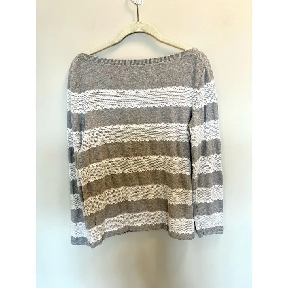 Tommy Hilfiger size L gray and white lace sweater